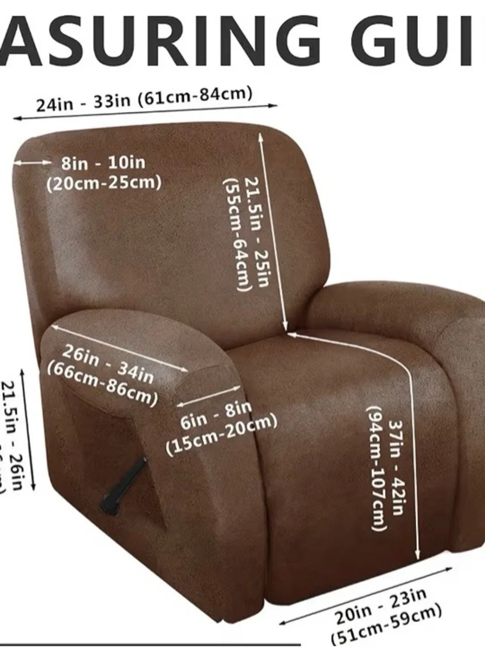 4-Piece Recliner Chair Cover in Brown